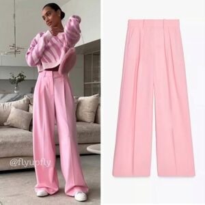 Zara  Wide Leg Pants Pastel Pink Size  L